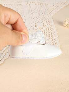 0-3-5 Months Spring/Autumn Newborn Infant Girl Solid Color Bow Cute Princess Shoes Suitable For Indoor/Outdoor - White - View 6