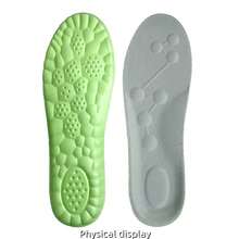 4D Latex Sports Shoe Insoles, Soft & High Elasticity, Breathable, Running & Basketball Shoe Arch Support Pads, Unisex, 1 Pair - Green Background With Gray Surface - View 5