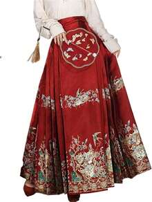 Traje de baile de Hanfu Tang Ming para mujer, diseño de patrón dorado, bordado de Hanfu - Falda azul marino - Ver 17