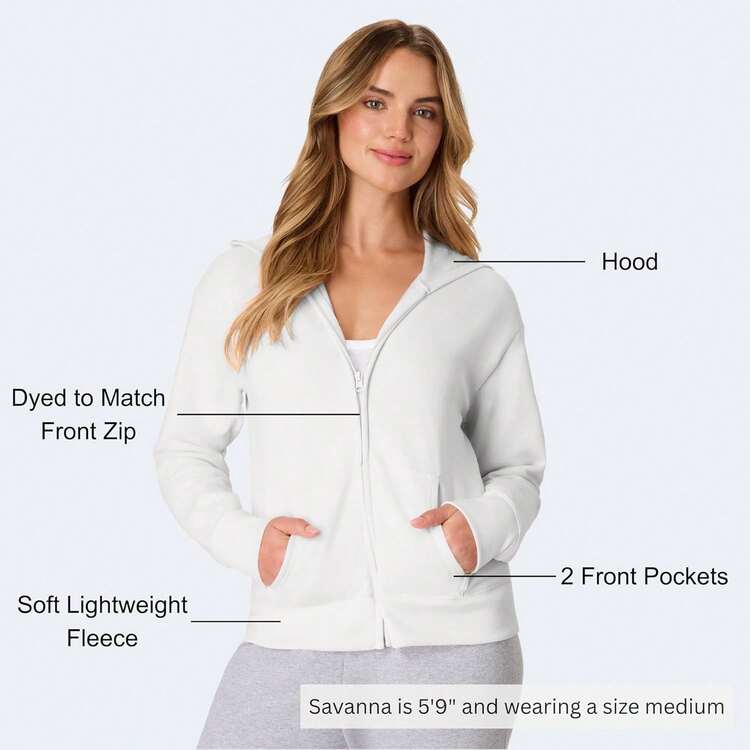 Hanes Sudadera con Capucha y Cierre Completa Ecosmart Chamarra de Calentamiento o Pista para Mujer - Blanco - Añade 3