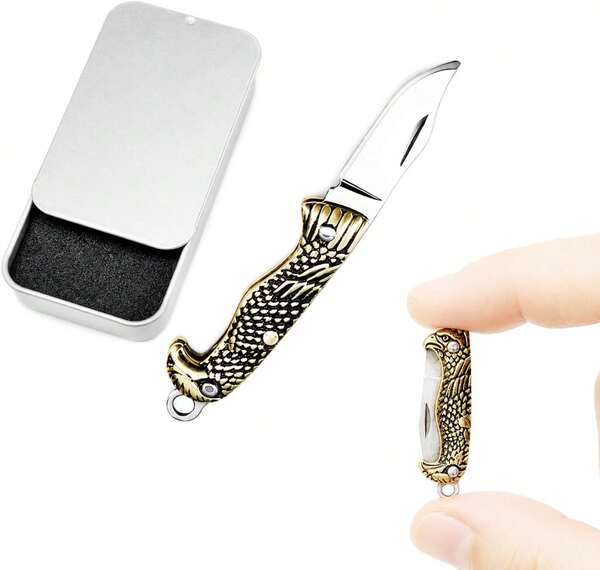 Navaja de bolsillo miniatura, herramienta de corte multifunción ultra pequeña Eastern Delights EDC (mango de águila)