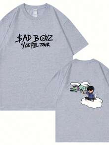 Camiseta de moda Harajuku Summer Singerjunior H Sad Boy para hombre y mujer, informal, versátil, de manga corta. - Negro - Ver 7
