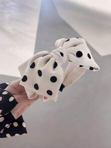 1pc Vintage Polka Dot Large Bow Headband, Women's Satin Wide Headband, Elegant Versatile Hair Accessory, Suitable For Dating And Daily Commuting - Multicolor - View 3