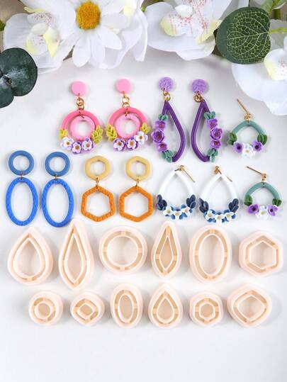 Geometry Clay Cutters Molds Set, Water Droplets Shaped Clay Cutters For Polymer Clay Earrings Bracelets Necklaces Making, Handmade Gifts Making Kit