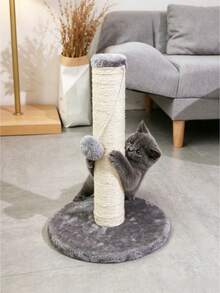 Vertical Sisal Cat Scratching Post - Equipped With Hanging Plush Ball, Stable Round Base, Scratch And Wear Resistant, Indoor Kitten Climbing Tower, Anti-Slip Cat Nail Grinding Toy - Multicolor - View 4