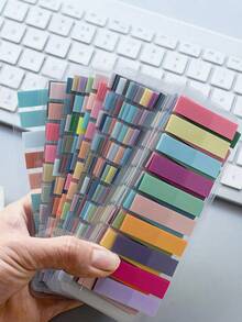200/400 piezas Pestañas de índice de página, marcadores reutilizables semitransparentes de colores, etiquetas de índice de cinta elegante, pestañas de índice adhesivas transparentes de PET de colores vintage - Unitalla - Ver 3