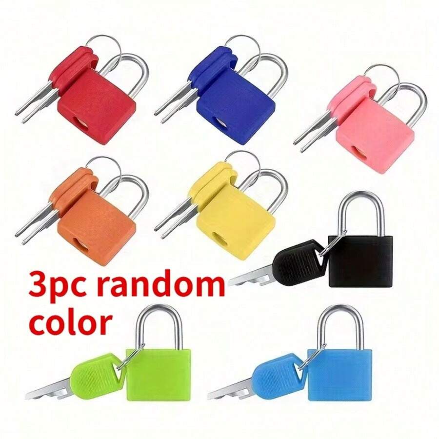 3 buah/1 set Gembok Koper dengan Kunci, Gembok Mini dengan Kunci, Gembok Koper Kecil Warna-warni untuk Ransel, Cocok untuk Koper Perjalanan, Bagasi, Ransel, Lemari Penyimpanan, Lemari, Kotak Perkakas