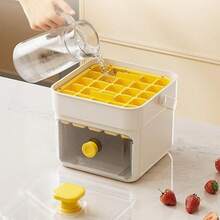 1pc 68-Slot Double-Layer Tray, One-Touch Pressing Type Ice Tray With Built-In Spoon For Quick Ice Making, Easy Release, Suitable For Home Use, Portable Freezing Container, Household Storage Box, Fun DIY Set With Storage Box And Spoon, 68-Slot Double- - Multicolor - View 9