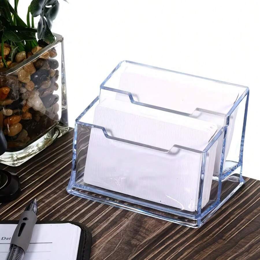1 buah Tempat Kartu Nama Akrilik Transparan, Kotak Penyimpanan Kartu Nama/Dokumen Transparan untuk Meja, Rak Display Kartu Nama Kapasitas Besar untuk Kantor, Cocok untuk Kantor, Restoran, Hotel, dan Tempat Lainnya, Kotak Penyimpanan Meja dengan Tekstur Berkualitas Tinggi, Bahan Kokoh dan Tahan Air, Tahan Lama, Transparan dan Indah, Cocok untuk Penyimpanan Meja Kantor, Kotak Penyimpanan Kartu Nama Meja Restoran, Kotak Penyimpanan Tisu Meja, Kotak Penyimpanan Meja Hotel, Kotak Penyimpanan Barang Kecil, Cocok untuk Rumah, Meja Resepsionis Hotel, Area Resepsionis, Meja Resepsionis Perusahaan, Pernikahan, Sekolah, Musim Kembali ke Sekolah - A - View 1