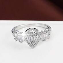 1 buah Cincin Wanita Minimalis Motif Tetesan Air Geometris Patchwork dengan Batu Zirkonia Kubik - MultiWarna - View 5