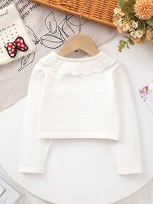 Baby Girl Spring/Summer Thin Sweet Lace Peter Pan Collar Knit Cardigan Shawl - Beige - View 6