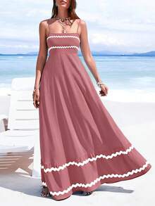 PRETTYGARDEN Women's Summer Flowy Maxi Dress Vestidos Casual Sleeveless Strap Ruffle Wedding Guest Graduation Beach Party Travel Vacation Long White Dresses - 深粉紅色 - 查看 5