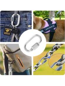 Konektor Cepat Rantai Baja Tahan Karat, Carabiner Oval Pengunci Ulir Tugas Berat, Perangkat Keras Penghubung Rantai Tahan Lama, Cocok untuk Pemasangan Hammock, Berkemah, Mendaki, Perakitan Peralatan Luar Ruangan, dan Aksesori Penghubung Perangkat. - MultiWarna - View 7