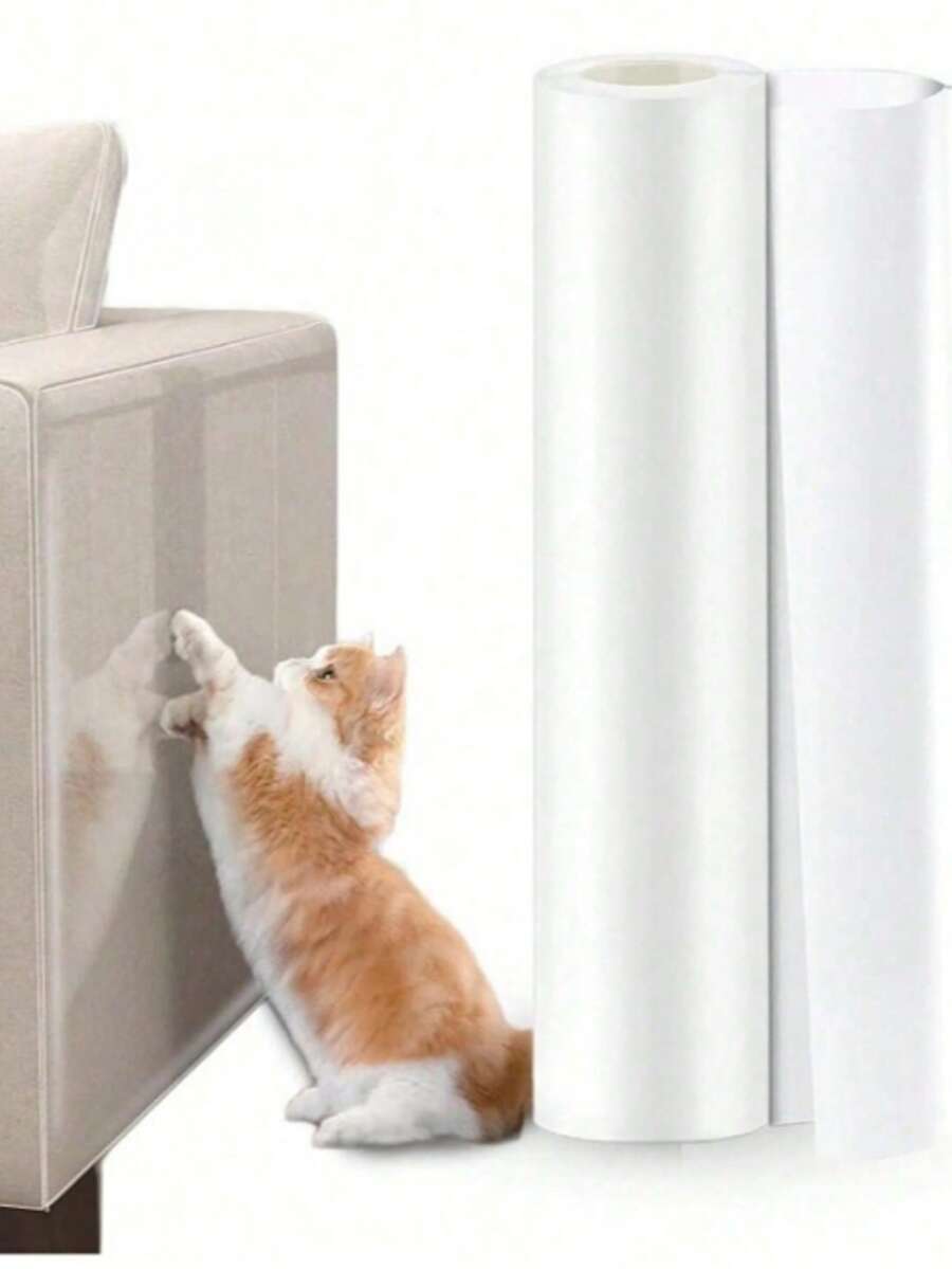 1 Roll Thickened Transparent Furniture Protection Film, Anti-Cat Scratch, Waterproof, Easy To Tear And Cut, Self-Adhesive No Residue; Suitable For Sofa, Wall, Marble Countertop, Kitchen Countertop Protection - 1 Roll 45*500CM - View 1