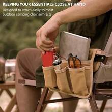 Kermit Chair Armrest Storage Bag, Multi-Pocket Canvas Design, Wear-Resistant And Durable, Can Store Phone, Water Bottle, Keys And Small Tools, Folding Chair Side Storage Bag, Suitable For Outdoor Camping, Picnic And Fishing - Multicolor - View 4