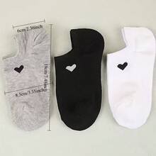 3 Pairs Unisex Heart-Patterned Breathable Low-Cut Socks, Fashionable Versatile Casual Socks For Daily Wear, Moisture-Wicking And Sweat-Absorbing, Suitable For All Seasons And Various Holidays - Heart-shaped Boat Socks - View 3