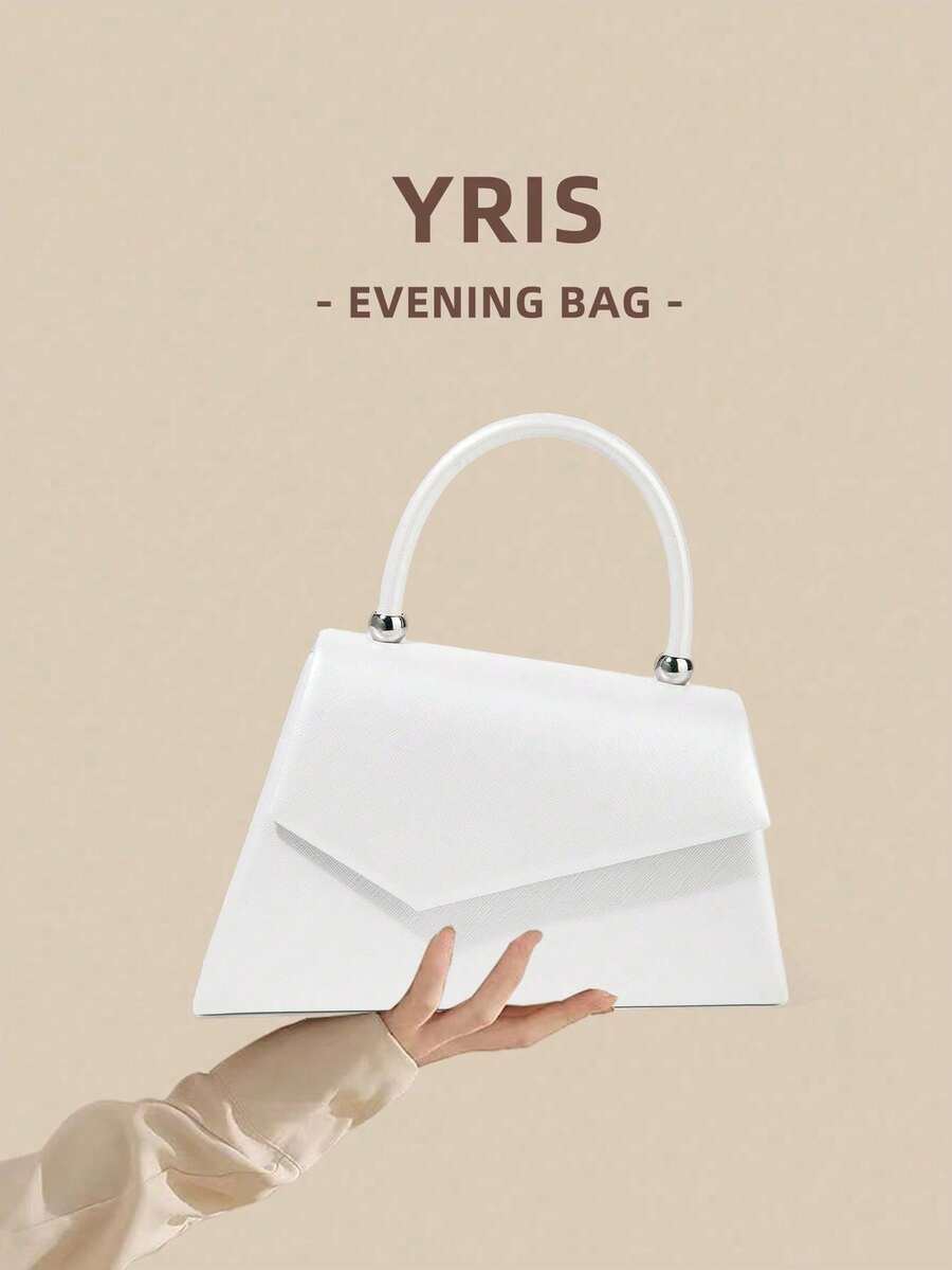 1 Piece White PU Material Flap Clutch Bag With Luxury Metal Decoration, Showing Fashion And Elegance, Suitable For Holding, Carrying, Wearing On The Shoulder Or Crossbody, P - 酒紅色 - 查看 1
