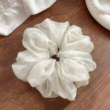 1 pieza Scrunchie grande de malla para el cabello (1/2/4/8 piezas) Escuela - Beis - Ver 2