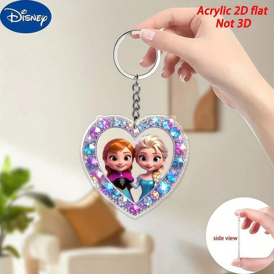 2D Flat Acrylic Cute Princess And Ice Princess Keychain | Adorable And Comfortable Pendant, Made Of Durable Acrylic, Officially Licensed Christmas Decoration, Suitable For Cars, Bags, Etc. - Perfect Gift For Family And Friends, Christmas Decoration, Backpack Accessory, Valentine's Day Gift, Ramadan Gift, Carnival Gift, Cute Keychain, Women's Keychain, Key Chain, Keychain Pendant, Women's Car Accessory, Back To School, Mexico - Multicolor - View 1