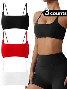 Sostén deportivo sin varillas para mujer, sólido, deportivo, transpirable y cómodo, ropa deportiva para damas para yoga y gimnasio - multicolor3 - Ver 2