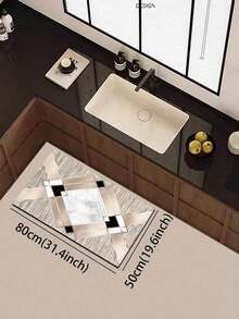 1pc Luxury Milk Tea Color Geometric Rhombus Diatom Mud Kitchen Mat, Sponge Absorbent Layer, Rubber Anti-Slip Bottom 3.5mm Trimmable, Kitchen Bathroom Entryway Living Room Multi-Scene Universal Rug - Multicolor - View 18