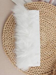1 Pair Women's White Plush Fabric Patchwork Decorative Faux Cuffs - Multicolor - View 4