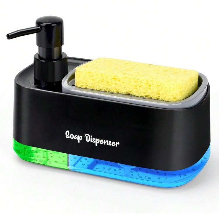 1pc Multifunctional Dish Soap Dispenser Set With Sponge Holder, Kitchen Bathroom Hand And Dish Soap Dispenser, Dual Soap Dispenser For Kitchen Sink With Tray, 3-In-1 Organizer For Kitchen Sink Countertop, Bathroom Accessories - View 13