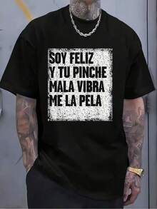 Camiseta mexicana% algodón con mensajes motivacionales, talla extralarga. - Negro - Ver 1