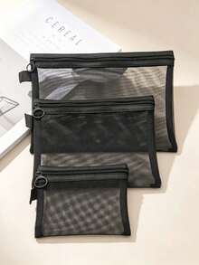 1pc Transparent Mesh Cosmetic Storage Bag, Can Store Lipstick, Brushes, Skincare, Phone, Coins, Small Items, Suitable For Home, Gift, Vacation, Holiday, Halloween, Christmas And Other Multi-Functional Uses.,Back To School - View 5