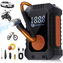 Portable Air Pump Mini Bicycle Pump With Built-In LED Light Suitable For Car/Motorcycle/Bicycle Tire Inflation Car Accessories/Car Essentials/Gift 7.4V 2000mAh - Multicolor - View 2
