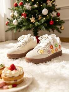 2026 Kids Floral Print Shiny Casual Outdoor Sports Shoes, Spring/Autumn - Black - View 6