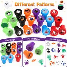 6/12/24/48 Pcs Kit Stempel Otomatis Aneka Warna Halloween dengan 12 Desain Stempel Plastik Berwarna Cerah dan Menyenangkan untuk Anak-anak, Suvenir Pesta Halloween, Pengisi Tas Bingkisan Halloween, Hadiah Kelas Halloween, Warna dan Gaya Acak - hallowen - View 3