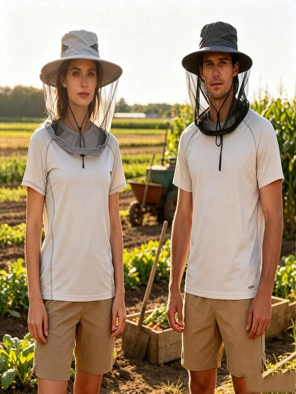 1pc Mesh Sun Hat, Insect-Proof, Wide Brim Fishing Hat With Neck Strap And Adjustable Headband, Suitable For Men And Women Outdoor Cycling, Hiking, Climbing, Fishing, Summer Beach Activities, Gardening, Travel, Economical And Essential For Outdoor Workers