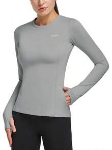 Camiseta térmica de forro polar para correr de mujer Baleaf - azul real - Ver 23
