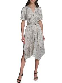 Vestido Midi Informal para Mujer con Mangas Cortas Abullonadas y Dobladillo Tipo Hanky - Combo Galleria - Ver 8