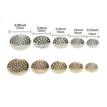 50pcs Round Hollow Metal Tray, Perforated Disc Base, Handmade Metal Brooch DIY Jewelry Accessories - Round Hollowed-out Tray - View 5