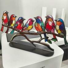 1 pieza Ornamento de pájaro de estilo europeo en acrílico plano 2D, Decoración del hogar con pájaro de cien flores en acrílico colgante, Arte en acrílico vibrante - Fácil de instalar, Artesanía colorida, Adecuado para decoración del hogar y exhibición de escritorio - A - Ver 8