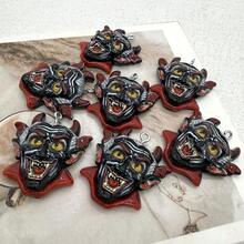 6pcs Resin Halloween Vampire Pendants, Suitable For DIY Jewelry Making, Perfect For Party Accessories, Earrings, Necklaces, Bag Charms - Black Devil Head Pendant - View 5