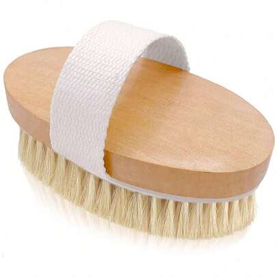 1pc Dry Skin Body Brush - Improves Skin's Health And Beauty - Natural Bristle - Remove Dead Skin And Toxins, Cellulite Treatment, Improves Lymphatic Functions, Exfoliates, Stimulates Blood Circulation Home Bathroom Decor Fall Decor Back To School