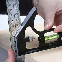 1 Set Base et Équerre Combinée, avec Niveau Coulissant, Convient pour Marquer les Angles de 90° et 45°; Outil de Mesure à Niveau Coulissant - Multicolore - Voir 6