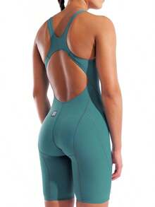 Arena Arena Women's Powerskin Impulso Kneeskin Swim Racing Suit Open Back Short Leg Traje de baño de una Sola Pieza Mujer - Rosa impactante/verde agua - Ver 6
