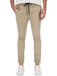Holstone Jogger Slim Fit de Gabardina Premium - Pantalones para Hombre Casuales Deportivos - Ropa y Moda para Hombre - Pantalón de Algodón - Verde Oliva - Ver 10