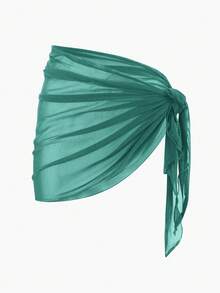 Solid Color Mesh Swim Basics Skirt For Beach And Resort, Ideal For Summer Beach Vacations. XUQA - 綠色 2 - 查看 1