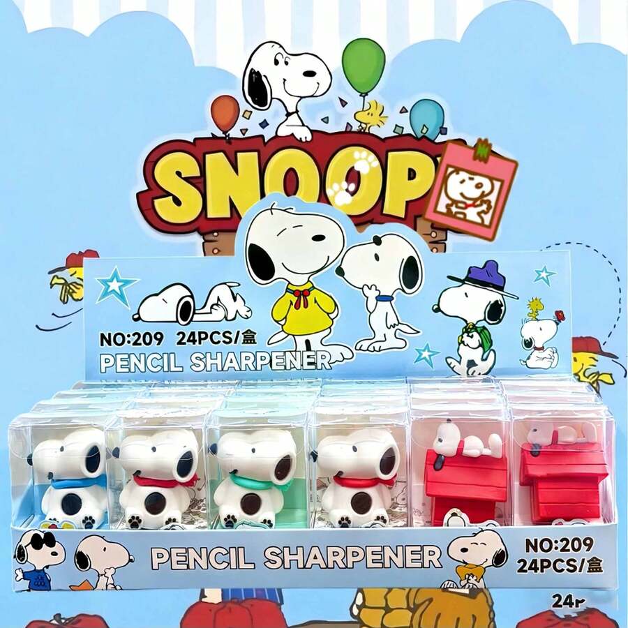 1pc Snoopy Plush Cartoon Pencil Sharpener, Cute Design, Manual Mini Pencil Sharpener, Stationery Gift Prize, New Year Gift, Valentine's Day Gift, Easter Gift [Random Style] - Multicolor - View 1