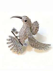 1pc Exquisite Bird Brooch, High-End Elegant Fashion Pin, Versatile Brooch Accessory - Silver - View 4