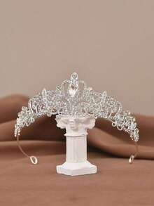 1pc Bridal Crown Wedding Headband, Bride Party Accessory, Suitable For Christmas, Halloween, Birthday - Silver - View 6