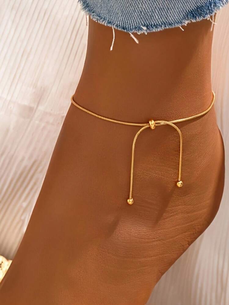 Tobillera de diseño minimalista, adecuada para la playa, vacaciones, uso diario, perfecta como regalo - Dorado - Añade 1
