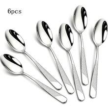 6/8 Buah Sendok Makan Bintang Berlian Emas Perak, Sendok Makan Stainless Steel 8 Inci, Sendok Logam untuk Penggunaan di Rumah, Dapur, dan Restoran, Pembersih Mesin Pencuci Piring, Ramadan, Halloween, Natal - View 1