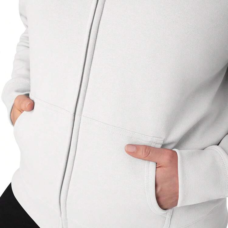 Hanes Sudadera con Capucha y Cierre Completa Ecosmart Chamarra de Calentamiento o Pista para Mujer - Blanco - Añade 5