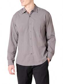 Essentials para hombre ajuste Regular manga larga camisa de cuadros - Blanco - Ver 23